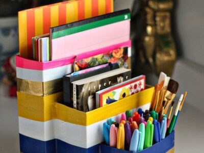 Manualidades: Organizador escolar con materiales reciclables
